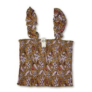 Aerie Smocked Floral Crop Top w/Ruffle Straps - XS